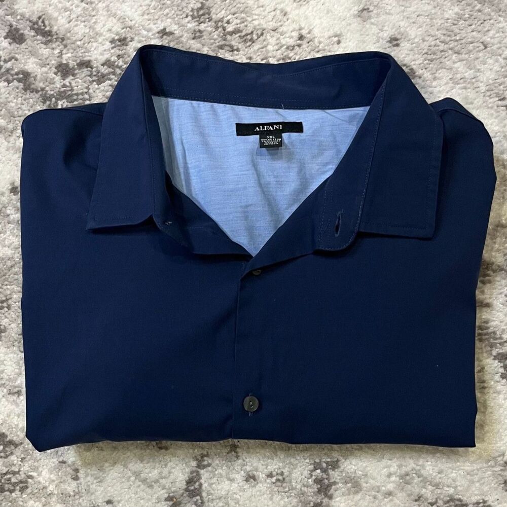 Alfani Men's Navy Blue Button-Up Dress Shirt Sz XXL